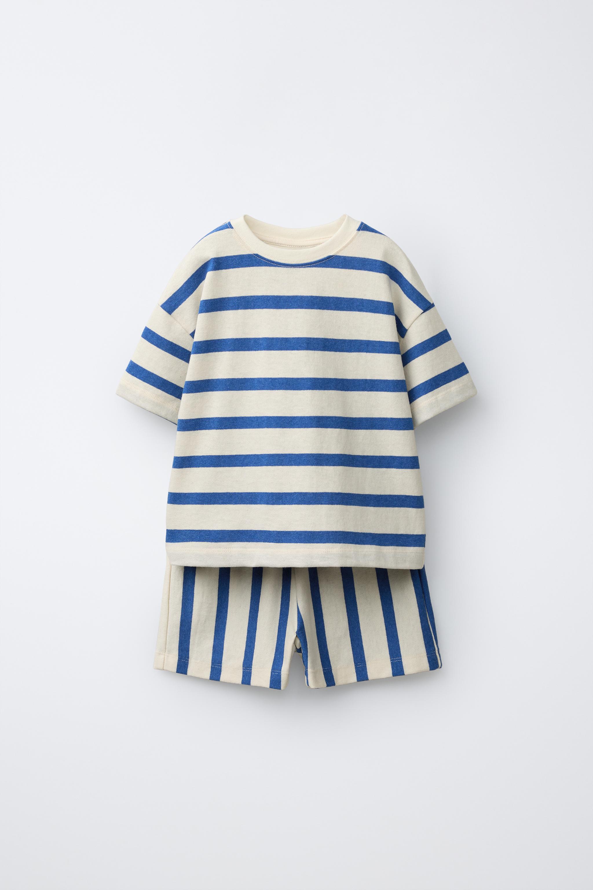 STRIPED T-SHIRT AND BERMUDA JOGGING SET